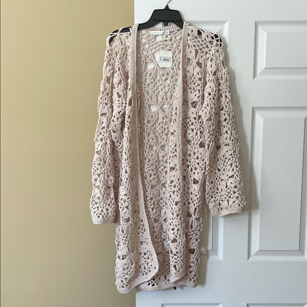 Altar'd State Cream Open-Knit Cardigan